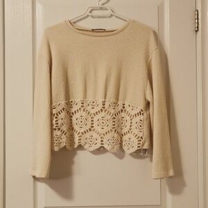 Beige crochet sweater